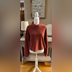 Altar'd State Rust Ribbed Velour Top